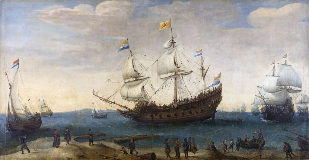 1920px Een aantal Oostindievaarders voor de kust Rijksmuseum SK A 3108